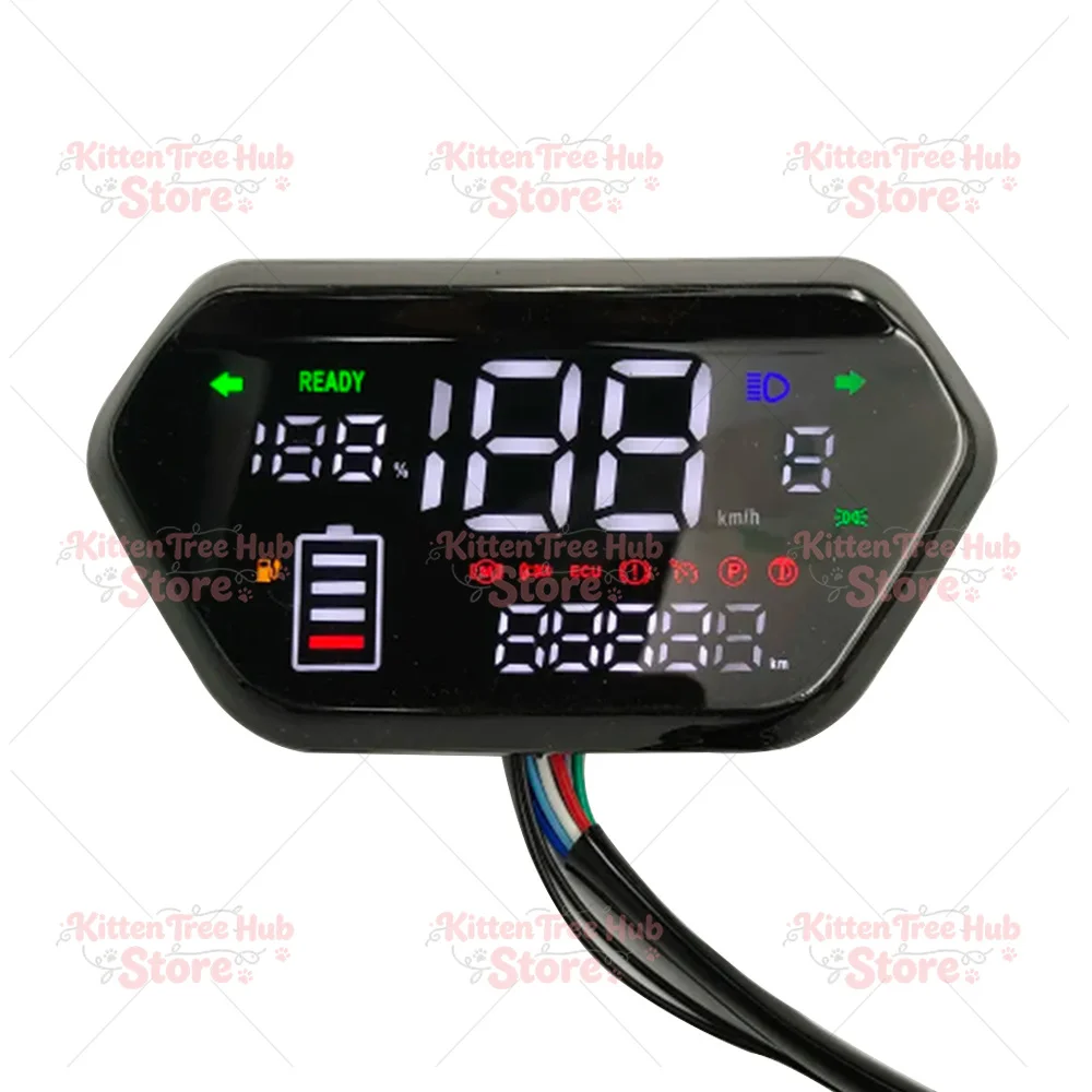 48V 60V 72V Electric Scooter Scooty Speed Instrument Meter Power Digital LED Motorcycles Display Speedometer One-line Instrument