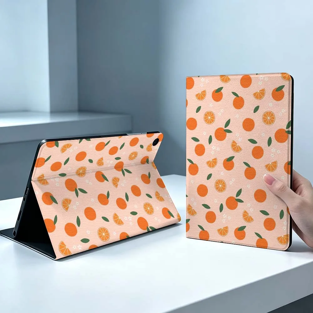Cute Orange Pattern For Samsung Galaxy Tab S11 S10 S9 S8 S7 S6 A9 A8 A7 A11 Lite FE Plus Pen Tray Tablet Case Soft