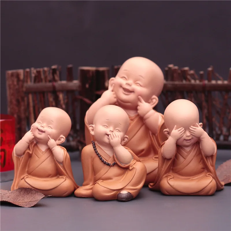 

Buddha statue monk couple statue resin Buddha decoration monk sculpture car dashboard feng shui decoration