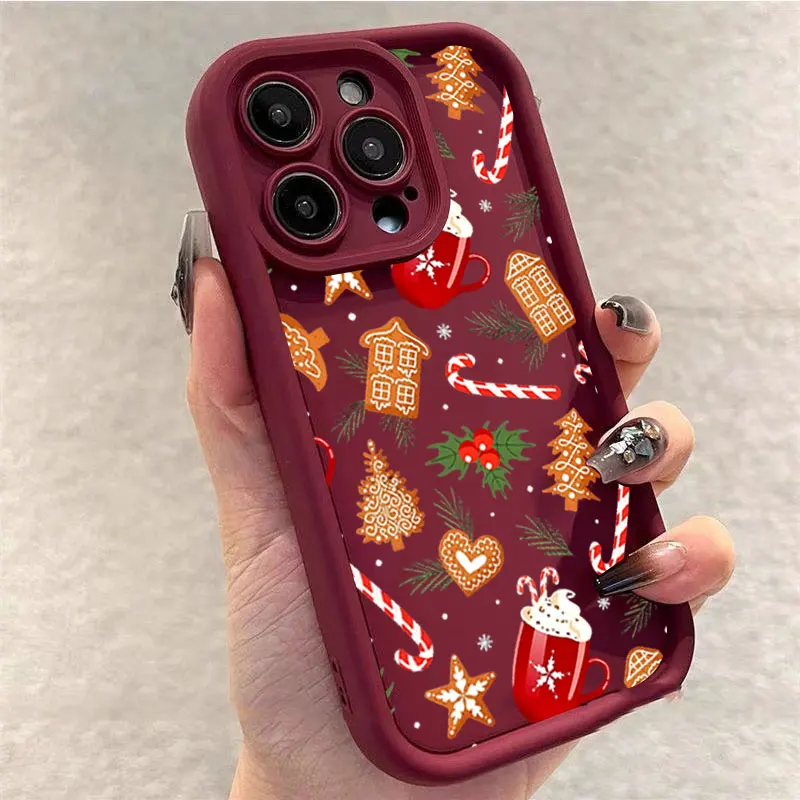 Phone Case For iPhone 18 Pro 17 Air 16 Pro Max 15 Plus 14 13 12 11 16E X XR XS 7 8 Plus SE2 Cute Xmas Candy Cane Hot Cocoa Cover