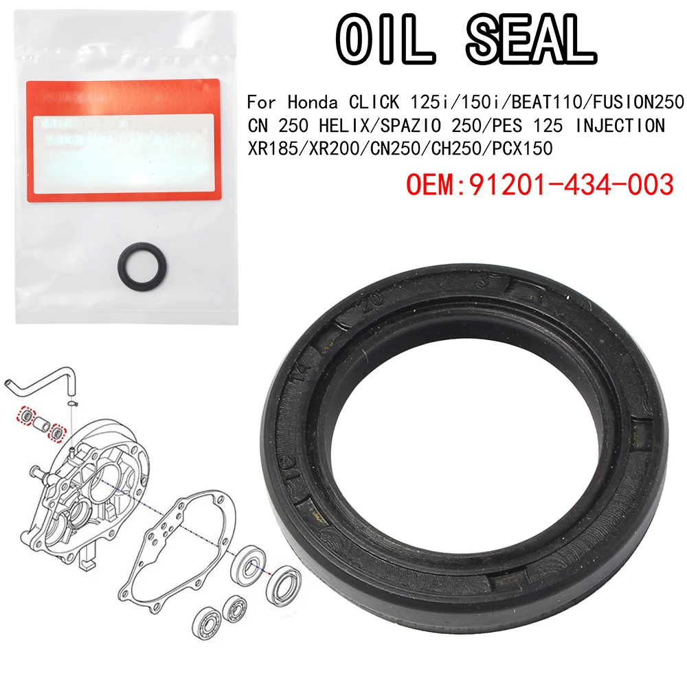 Oil Seal 91201-434-003 14X20X3.2 For Honda CLICK 125i/150i/BEAT110/FUSION 250/CN 250/SPAZIO 250/XR185/XR200//CH250/PCX150