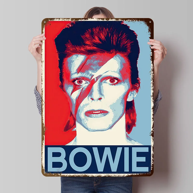 David Bowie Printed Poster Customized Retro Wall Art Vintage Metal Tin Signs for Decoration Living Room Decor Men Coffee Bar