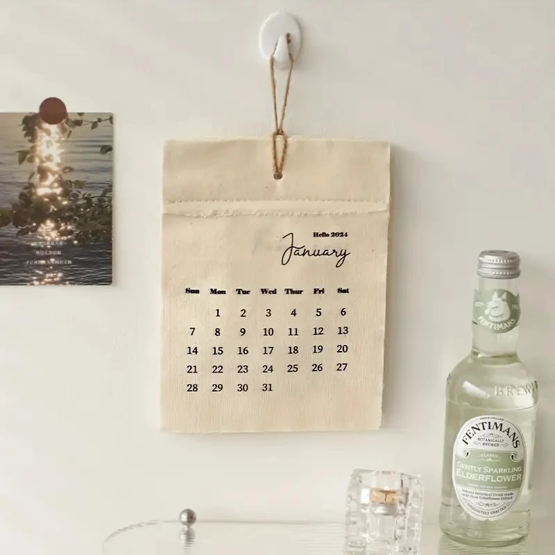 Niedlicher Kalender 2026 Kreativer Leinwand-Hakenkalender Wanddekoration Party Festival DIY Dekoration Geschenk für Freunde
