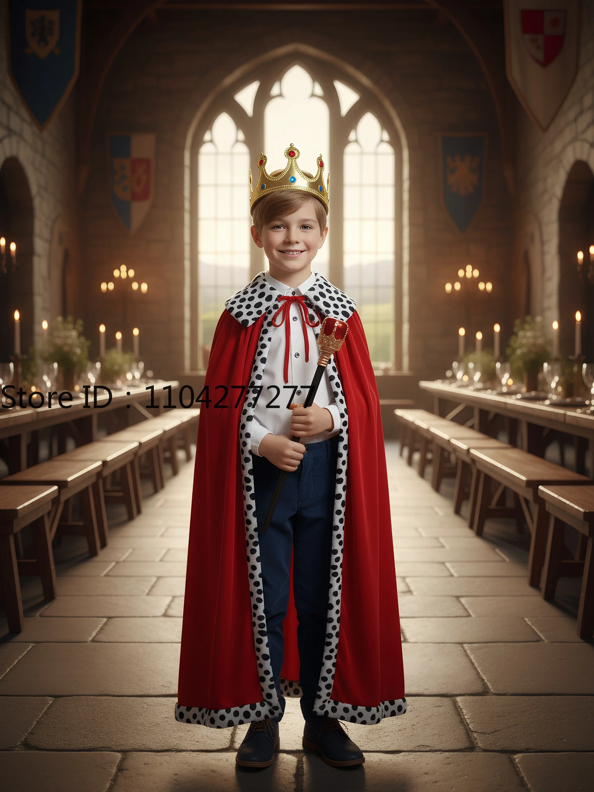 

Хэллоуин Дети Король Принц Халат Корона Бархатная Накидка Детский День Рождения Косплей Аксессуар Костюм