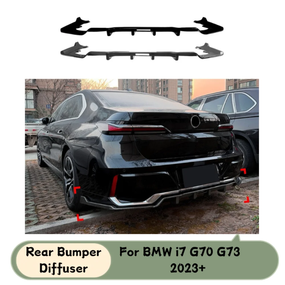 For BMW 7 Series i7 G70 G73 2023+ Rear Bumper Diffuser M Sport Style ABS Gloss Black Rear Diffuser