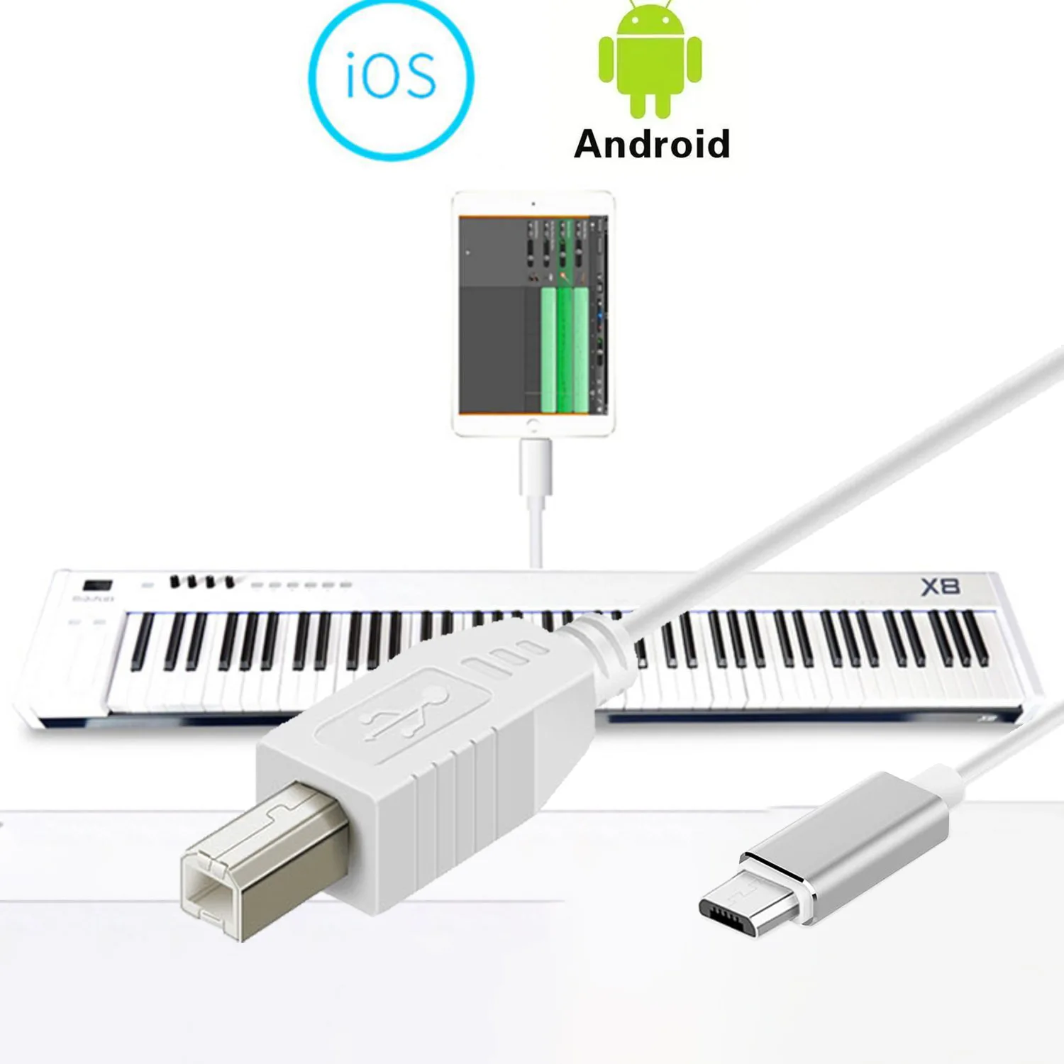 Adapter kabla USB B OTG do iPhone'a iPad dla Androida Samsung Xiaomi do kontrolera Midi Elektroniczny kabel do drukarki instrumentów muzycznych