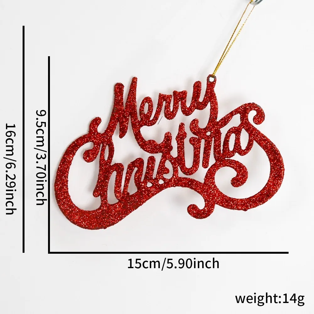 Plastic Merry Christmas Pendant Sign English Letter Xmas Tree Pendant Sparkly DIY Door Hanging Ornament Merry Christmas