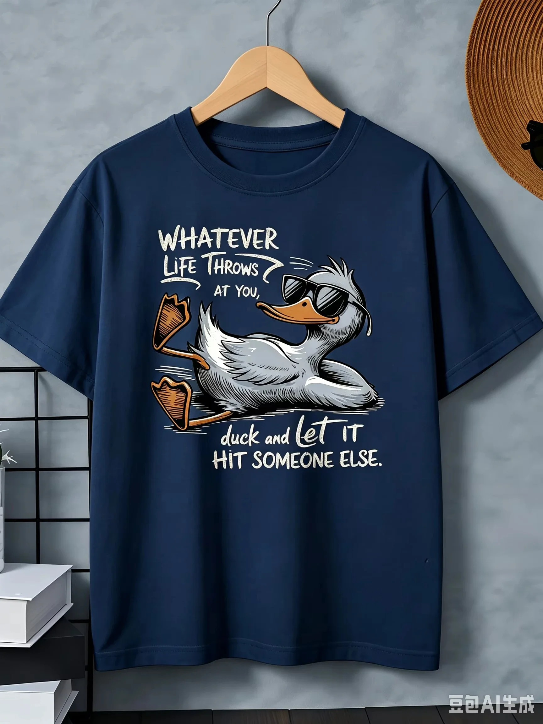 Trend Cool Men's Funny Duck Quote Print T Shirt Crew Neck Short Sleeve Humor Casual Streetwear Tee For Daily Wear