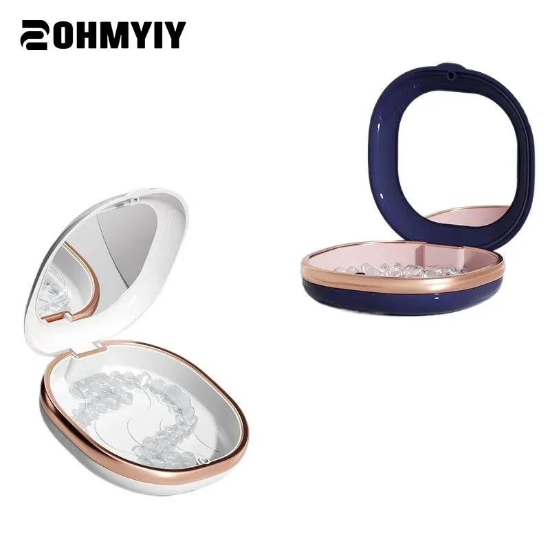 

1 Pcs Braces Case With Mirror Dental Retainer Box Case Magnetic Aligner Mouth Guard Container For Teeth Travel False Denture Box