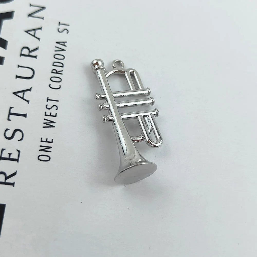 Metal Trumpet Charms Alloy Silvery Instrument Shape Pendant DIY Jewelry Accessories Rock Music Band Party Anniversary Gifts