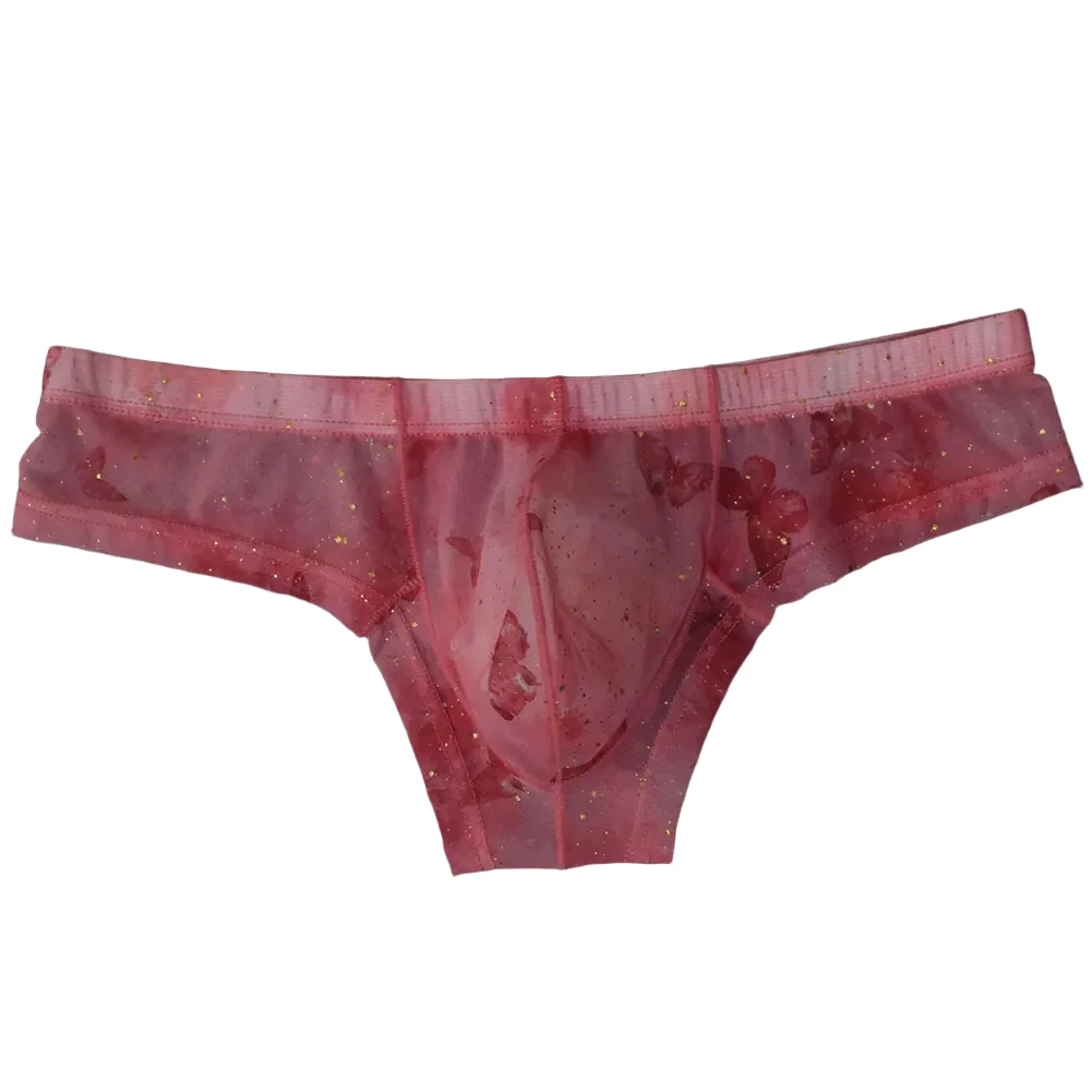 Men Mesh Sheer Sequins Lingerie Breathable Briefs Boxer Shorts Low Rise Mens Sexy Underwear U Pouch Breathe Male Sexy Panties