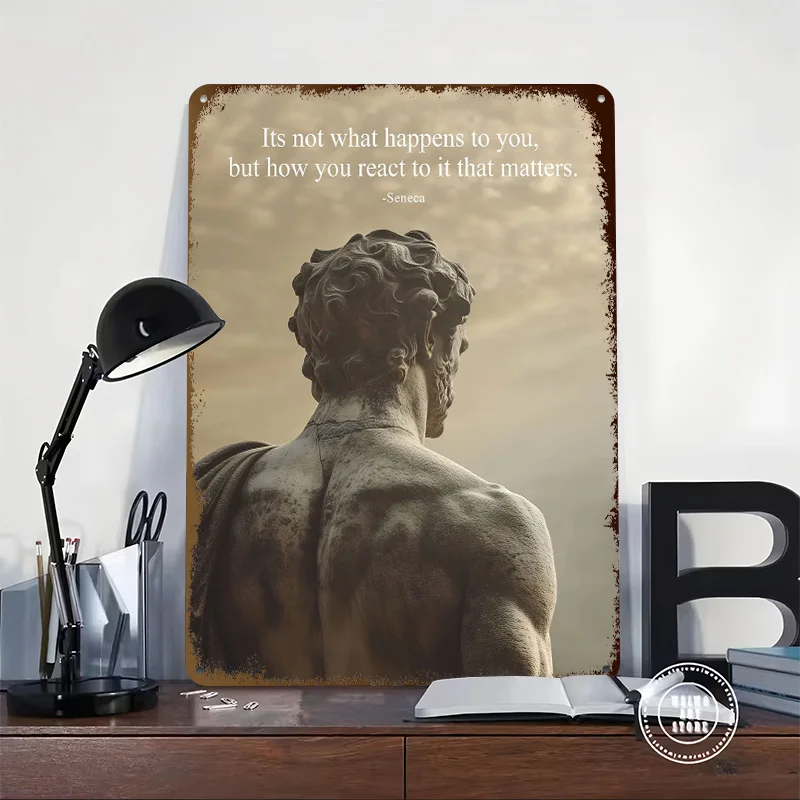 Seneca Stoic Quote Tinplate Posters Customizable Wall Art Retro Vintage Metal Signs for Home Room Gamer Decoration Gaming Garden