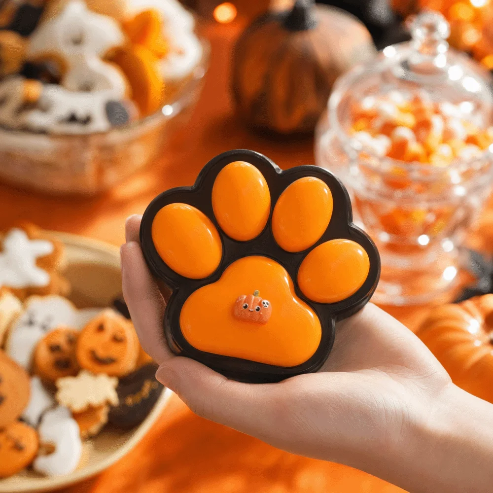 Soft Jelly Feel Squishy Cat Paw Shape Cute Mini Squeeze Novelty Spooky Pumpkin Ghost Shape Decompression Birthday Present