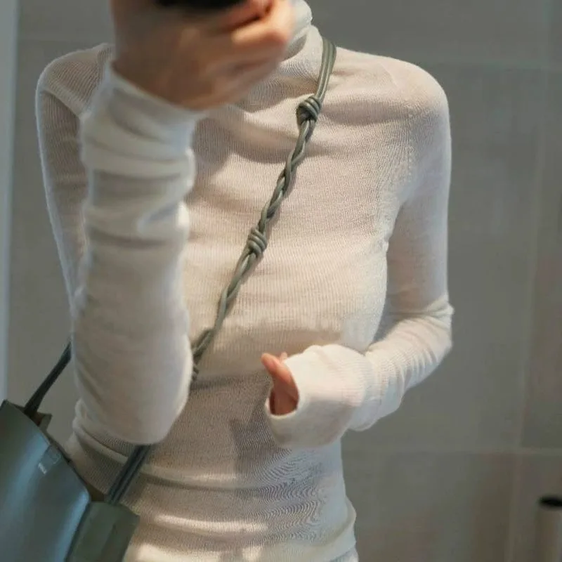 2023 New autumn/winter cashmere sweater women's turtleneck pullover ultra-thin pile neck sweater wool knit