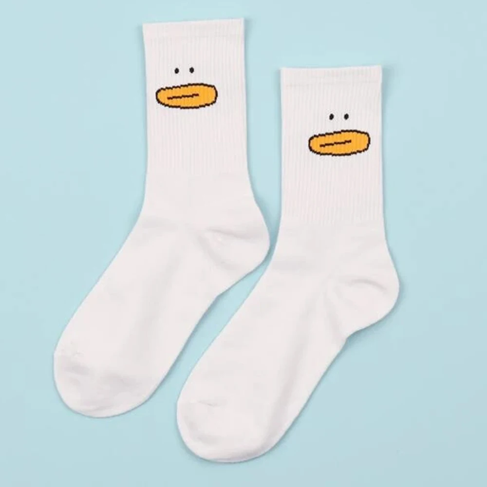 Women\'s Mid Length Socks Hot Selling Cartoon Duck Series Street Sports Hip-hop Personalized Fashion Women\'s Round Neck Socks