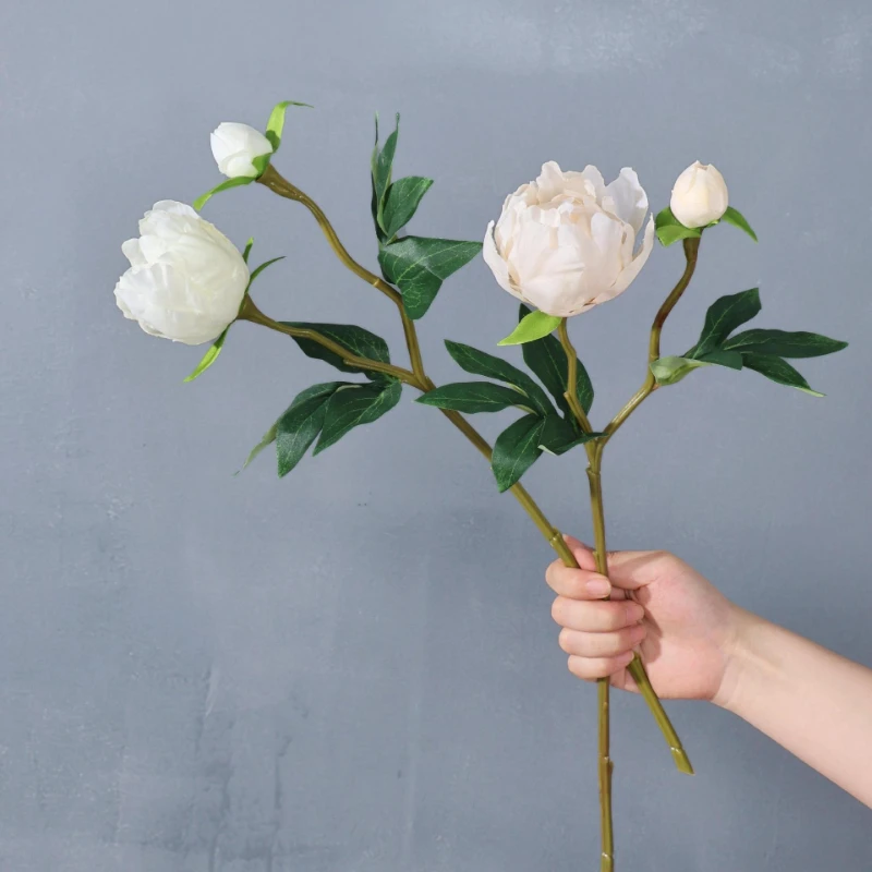 47CM Artificial 2 Heads Peony Home Soft Decoration Flower Arrangement Silk Flower Photography Props Wedding Road Guide Flowers