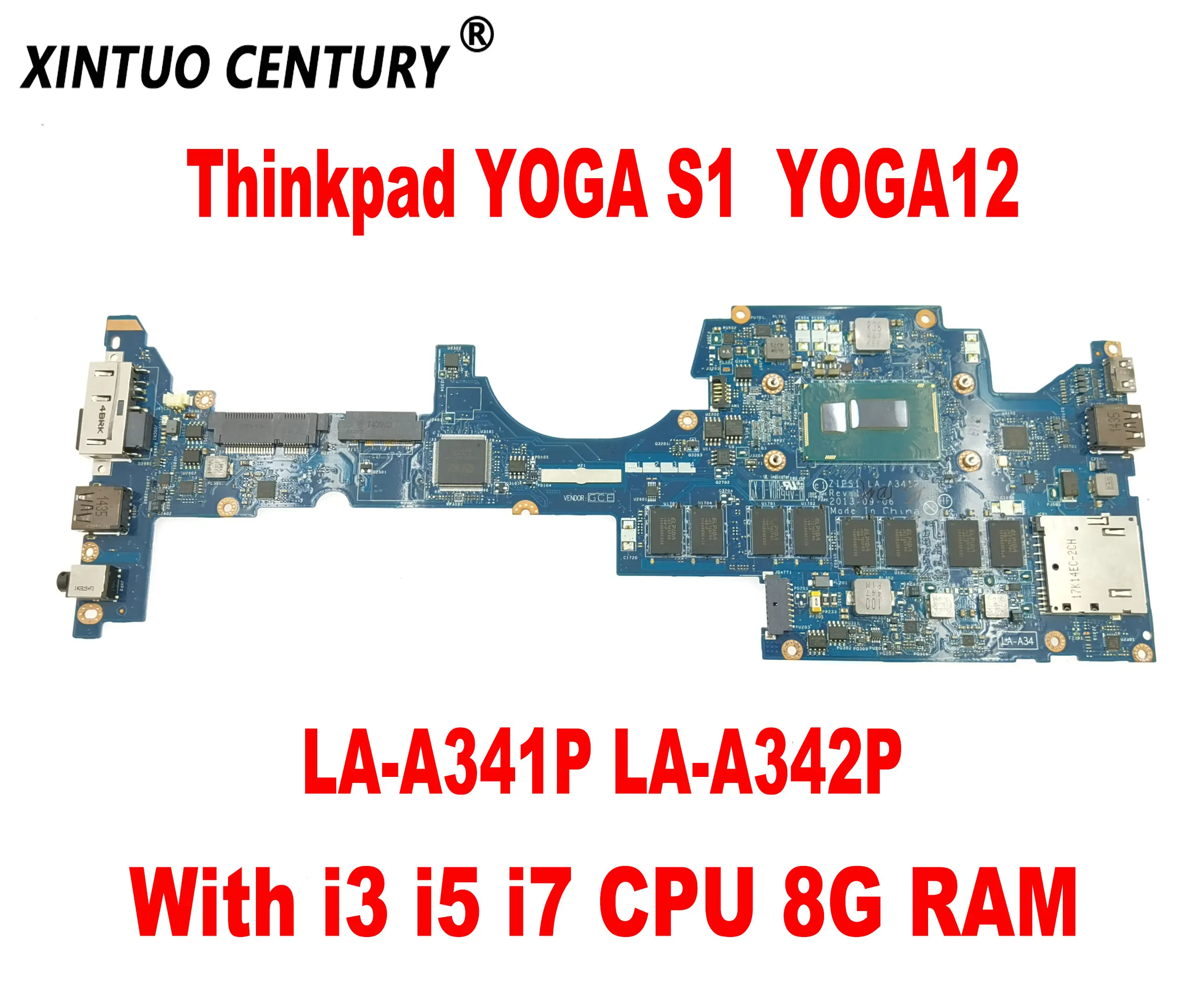 

LA-A341P LA-A342P Motherboard for Lenovo Thinkpad YOGA S1 YOGA12 Laptop Motherboard i3 i5 i7 CPU 8G RAM DDR3 Tested