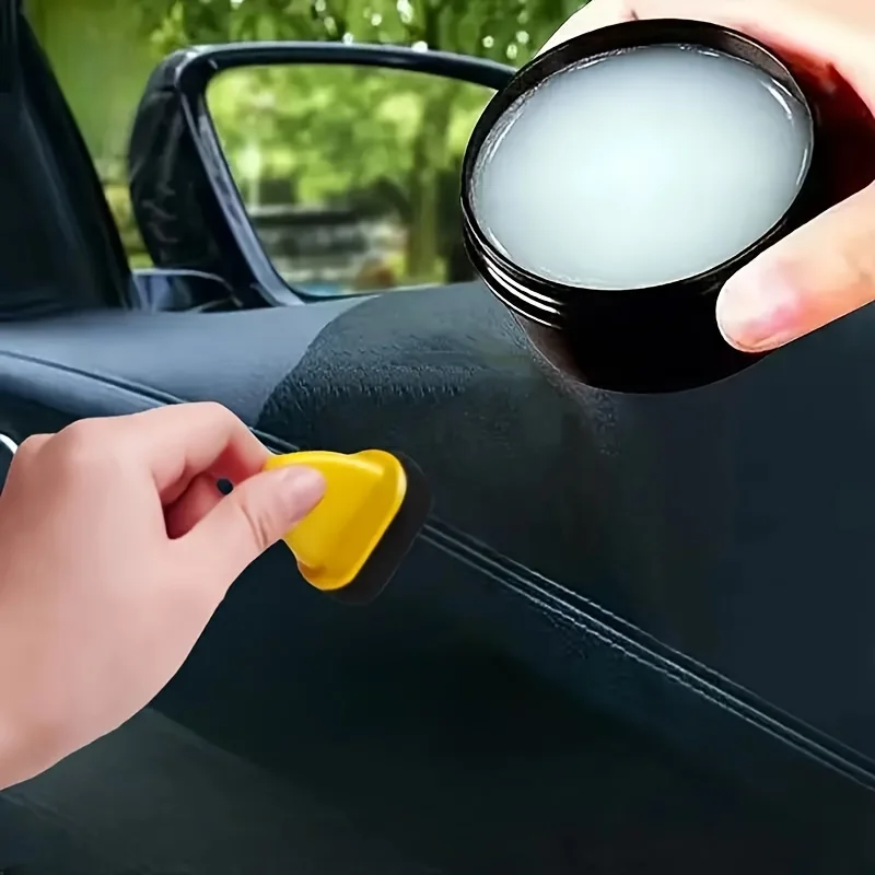 Car Interior Updated Wax and Sponge - Plastic Recovery Agent, Seat Maintenance Paint Soft Wax Suitable for Pu Leather and Tire S