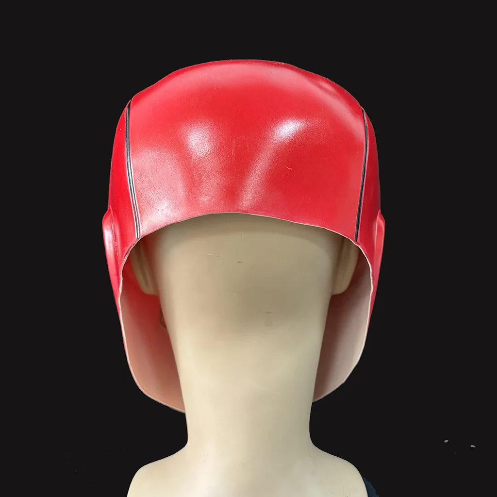 Rote Latex-Vollgesichtsmaske im Kriegerstil, Helm-Maske für Halloween, Karneval, Cosplay-Kostüm, Kopfbedeckung für Erwachsene, Party-Verkleidungs-Requisiten – Detail 5