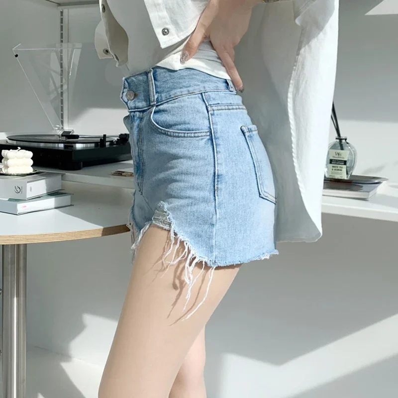 Pantaloncini di Jeans Sexy alla moda a vita alta da donna taglie forti 2023 pantaloncini di Jeans strappati Vintage pantaloncini Streetwear Chic estivi femminili ragazze