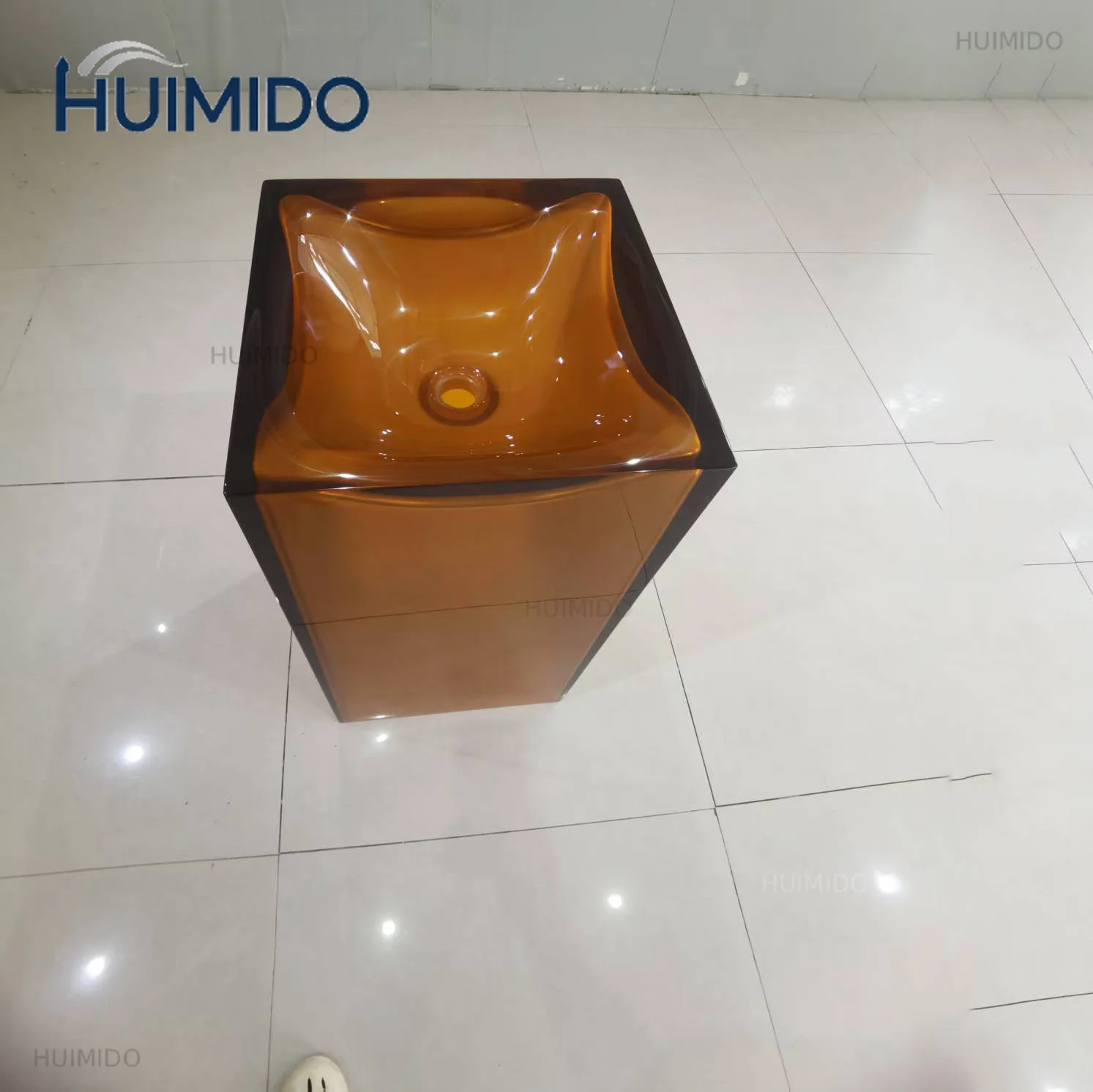 Bathroom Resin Freestanding Pedestal Washbasin Floor Mounted Vanity Hand Vessel Sink RS3035