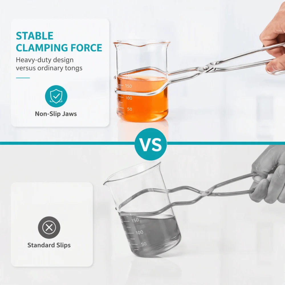 Durable Stainless Steel Crucible Tongs 24cm Professional Forceps Clamp Holder Pliers Metalworking