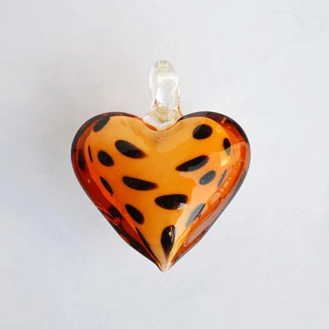 Yingwu Wholesale 6pcs Mix Color Dot Heart Pendant Fit Necklace Handmade Murano Lampwork Glass Women