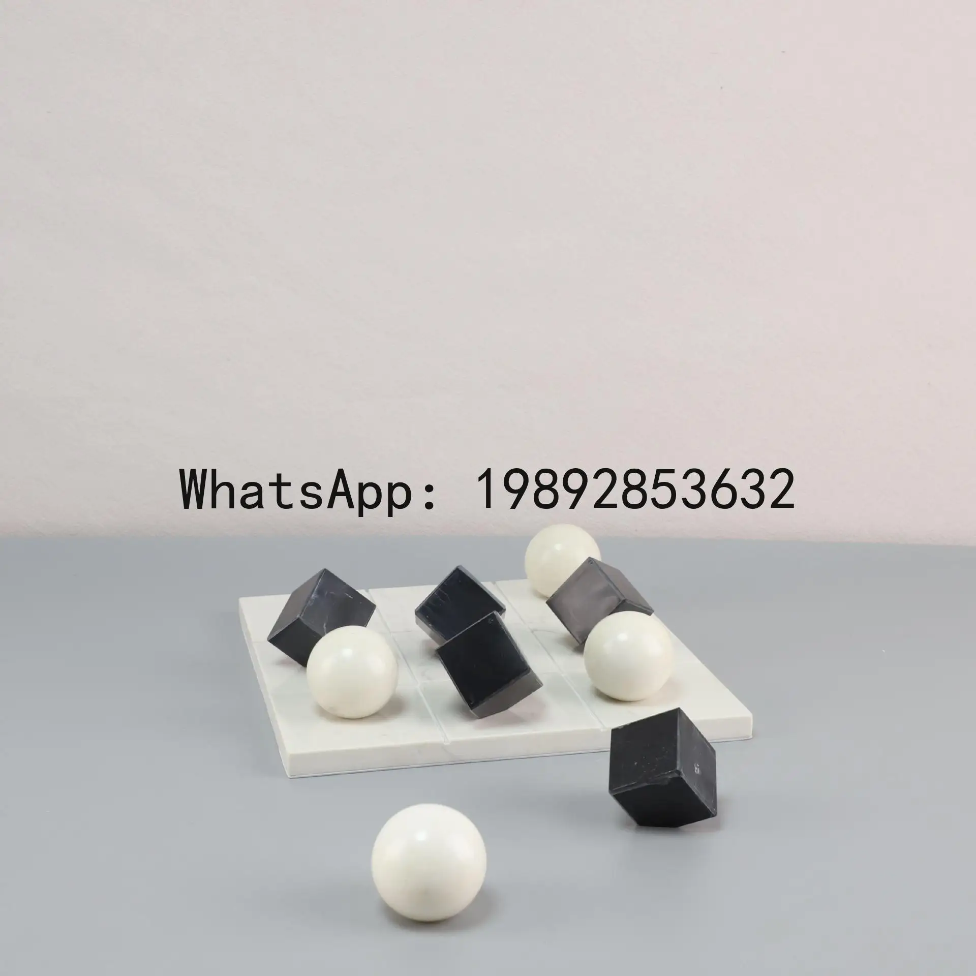 Marble Chessboard Geometric Square Checkered Black and White Chess Pieces Decorative Figurines Home Decoration Accessories