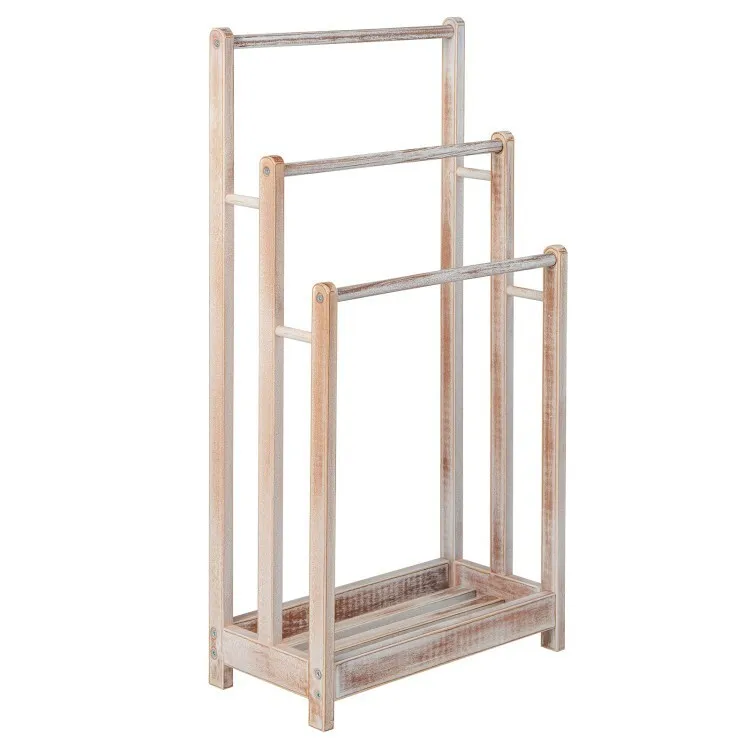 

3-Bar Freestanding bathroom Towel Rack Towel Drying Stand w/Bottom Storage Shelf
