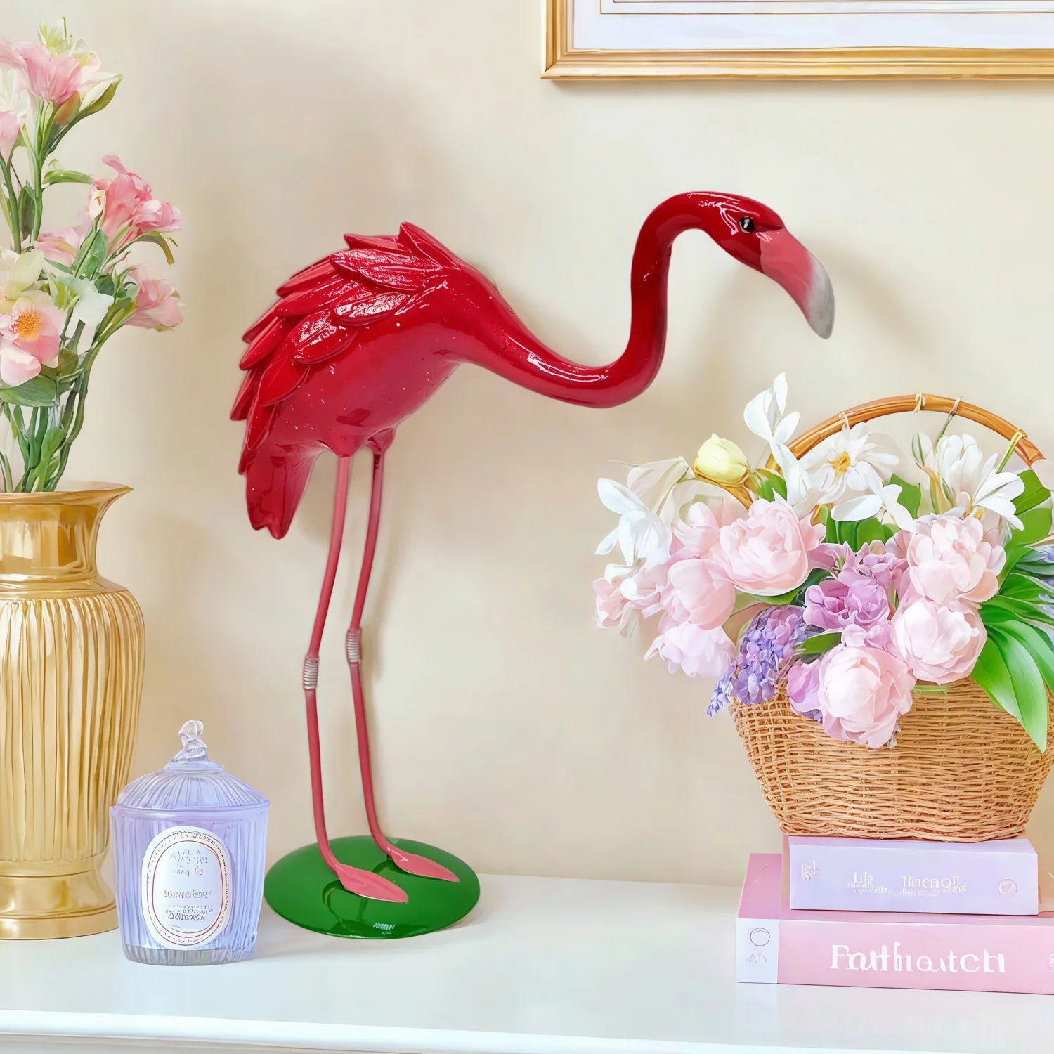 *qa Iron Flamingo Statue Wrought Iron Art Garden Patio Rustic Wedding Decor Store Window Display Figurine#