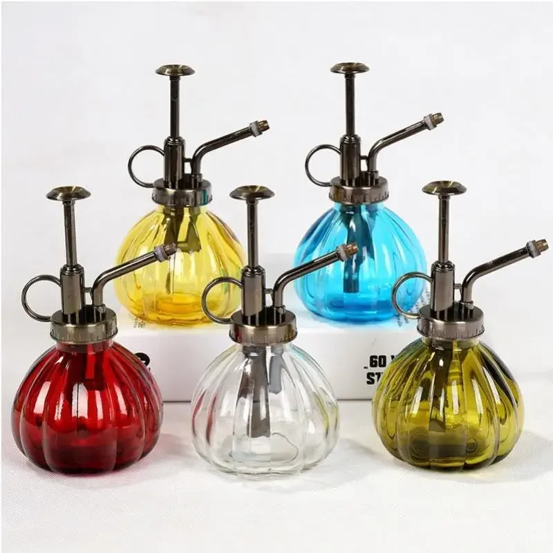 

1pc Glass Watering Can Pot Vintage Plant Mister Brass Pressure Sprayer Retro Pumpkin Spray Bottle Antique Copper Sprinkler
