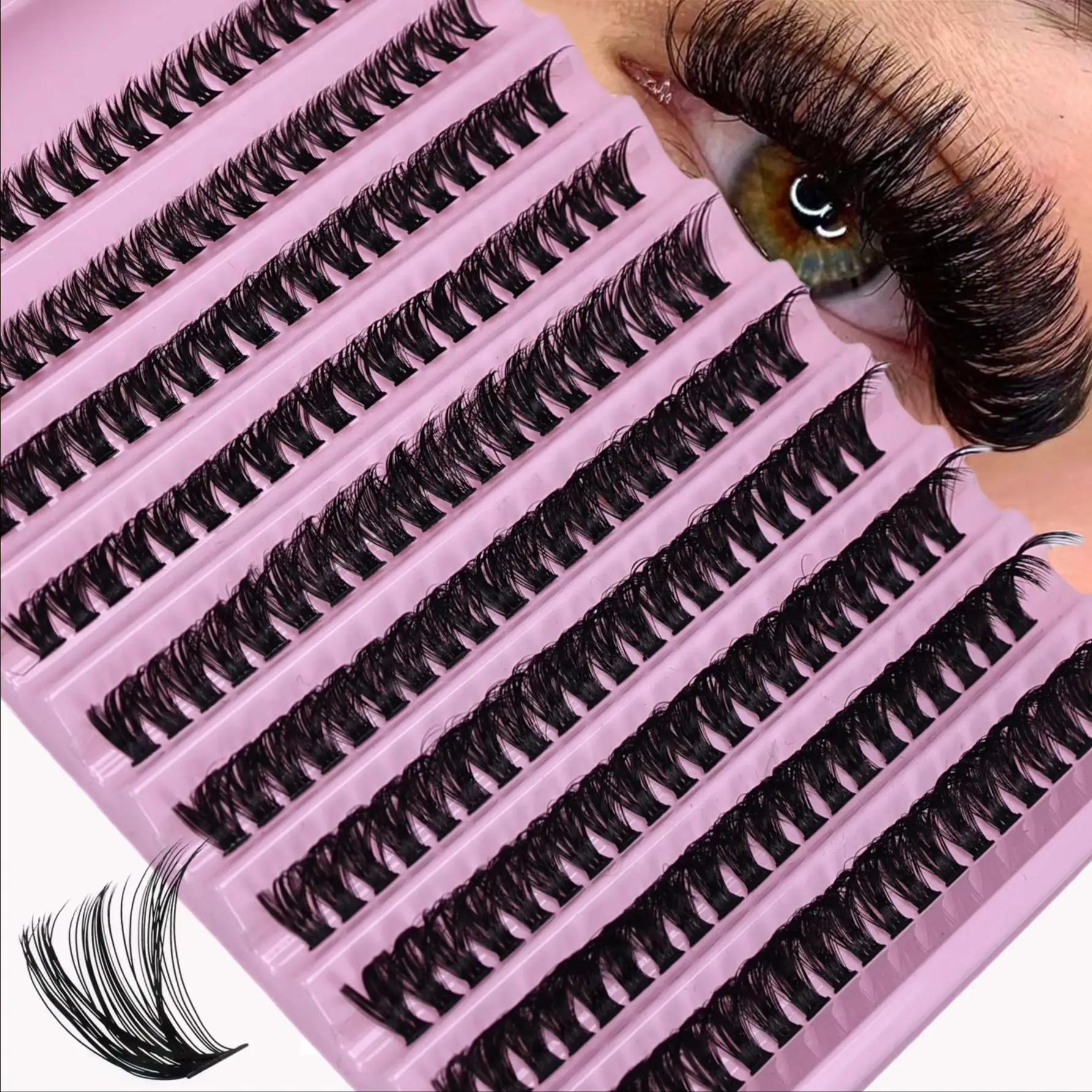 200pcs Individual Lashes 8-16mm Cluster Lashes Natural Look Mixed Tray DIY Eyelash Extensions Long Volume Lash Clusters