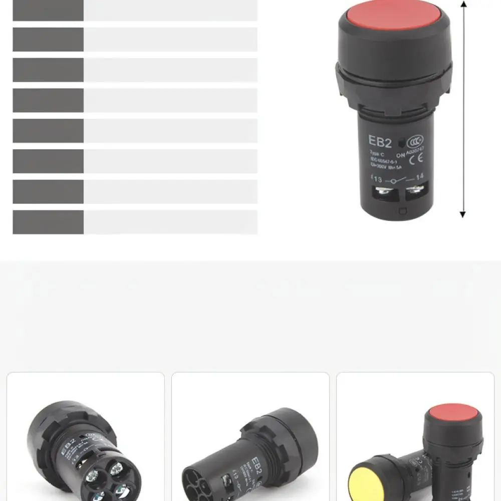 22mm Industrial Push Button Switch EB2F Self Reset Flat Head Illuminated Momentary Control Signal Indicator 1NO