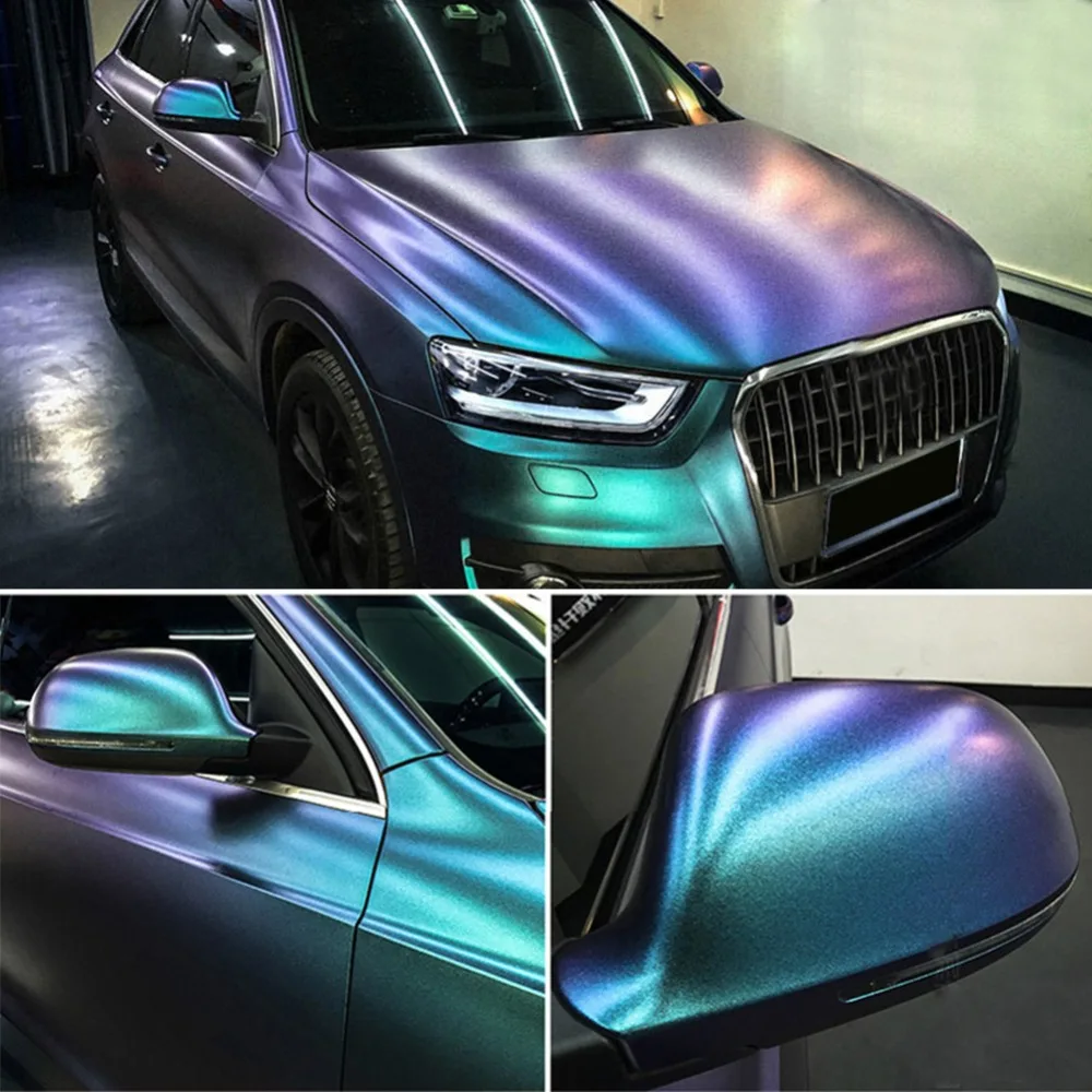 Premium quality Pearl Matte Chameleon Vinyl Purple / blue Vinyl Car Wrap Film With Air Bubble Free CAST Car Vehicle Styling foil