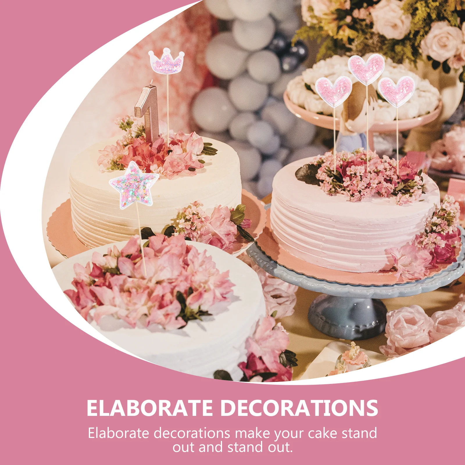 

8pcs Glitter Insert Picks Shining Cake Toppers For Birthday Party Cupcake Decorations Kids Girl Celebration Dessert Supplies