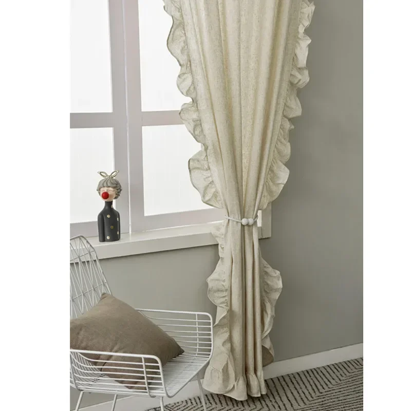 N3045Pleated Ruffle Semi-Blackout Finished Curtains Bedroom Curtain Fabric