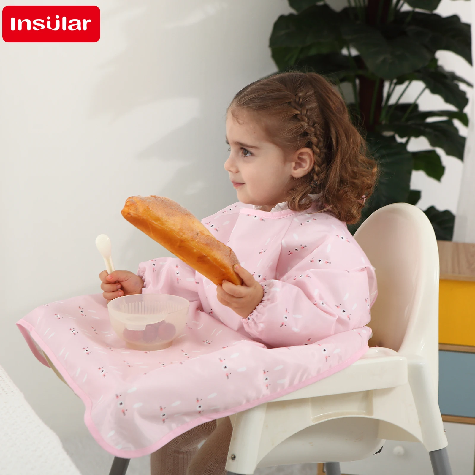Waterproof Nylon Children's Painting Apron Art Painting Long Sleeved Reverse Dressing Cloth Cover Baby Eating Bib Toddler