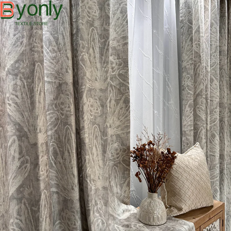 

Customized Silver Yarn Dyed Jacquard Thickened Blackout Curtains for Chenille Design Living Room Bedroom French Window Balcony