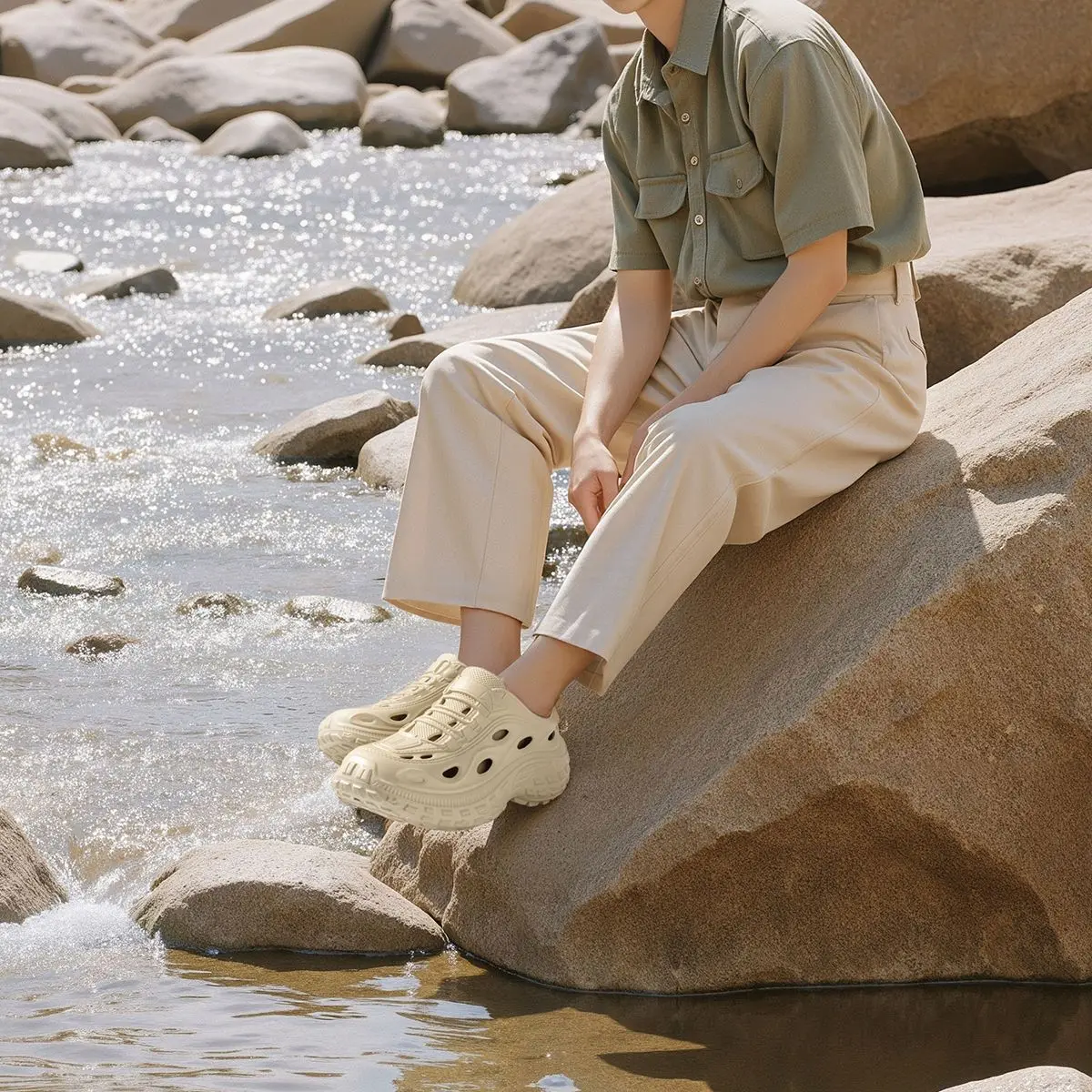 Men's Summer Clogs for Outdoor Wear, Beach Shoes, Non-Slip, Odor-Resistant, Closed-Toe, Women's Sports Casual Driving Sandals
