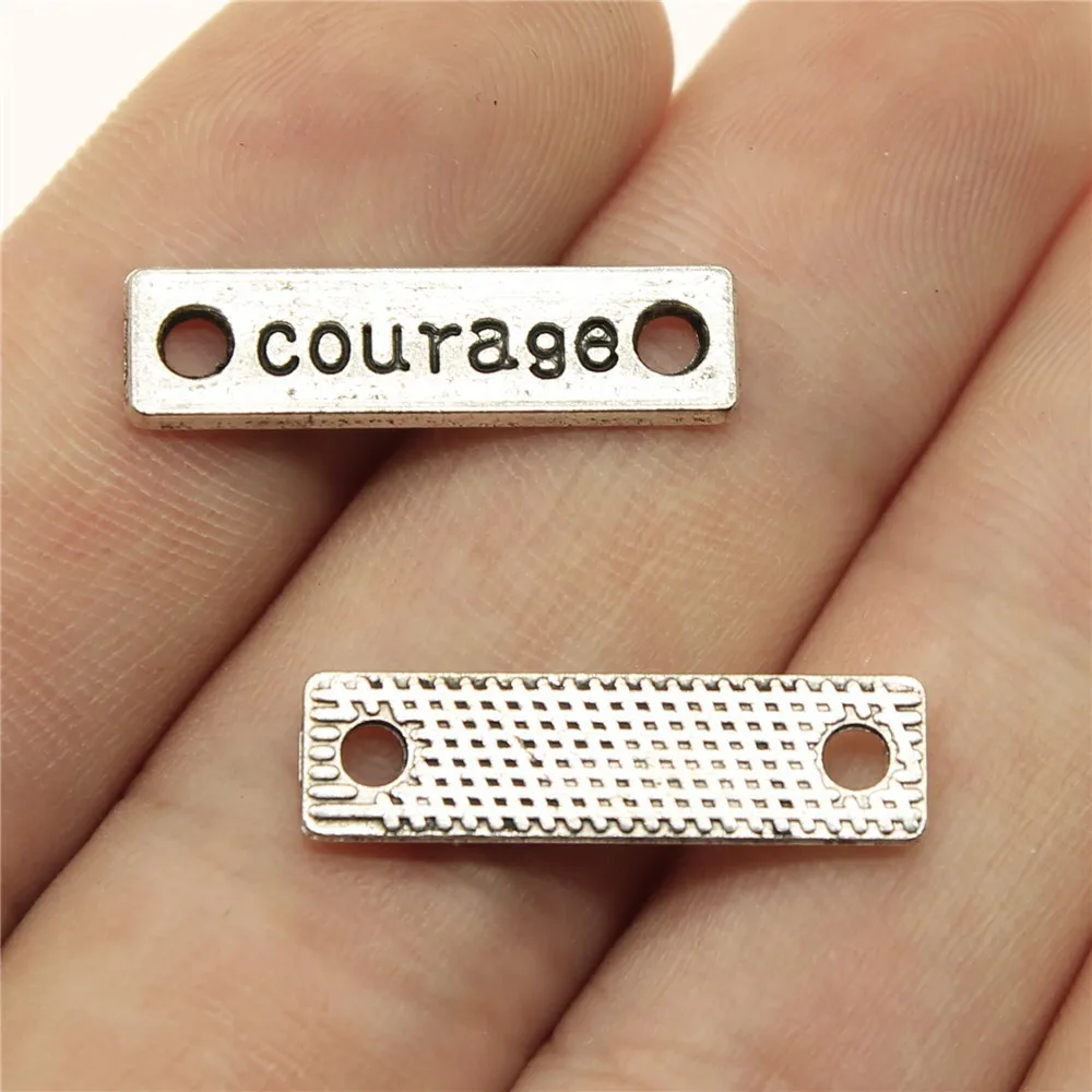 IFOCUS 10pcs/Lot Courage Connector Charms For DIY Jewelry Making Zinc Alloy 24x6mm/0.94x0.24inch