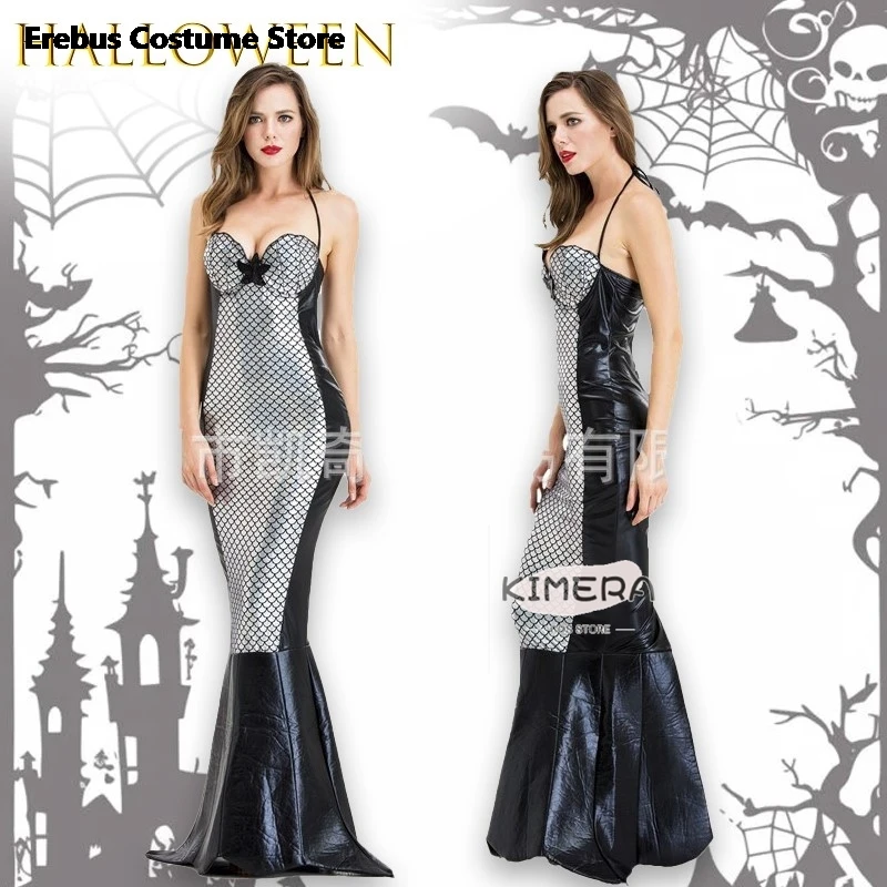 

Костюм на Хэллоуин для взрослых, принцесса-русалка, расшитый блестками, косплей, сексуальное вечернее платье с запахом на груди, зеленый костюм для косплея, сценический наряд