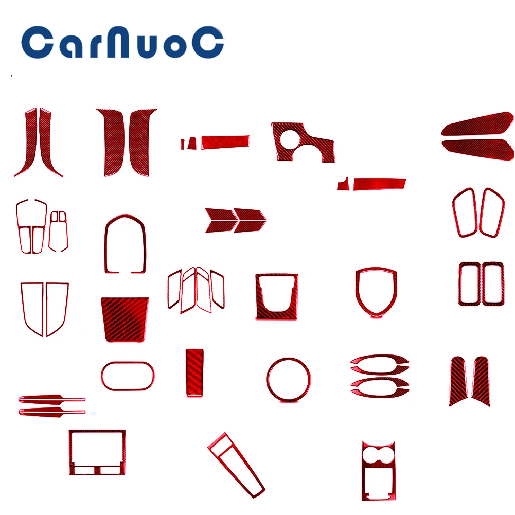 

Carbon Fiber Car Stickers For Porsche Cayenne 2014-2019 Interior Decoration Auto Accessories Red Styling Cover Trim