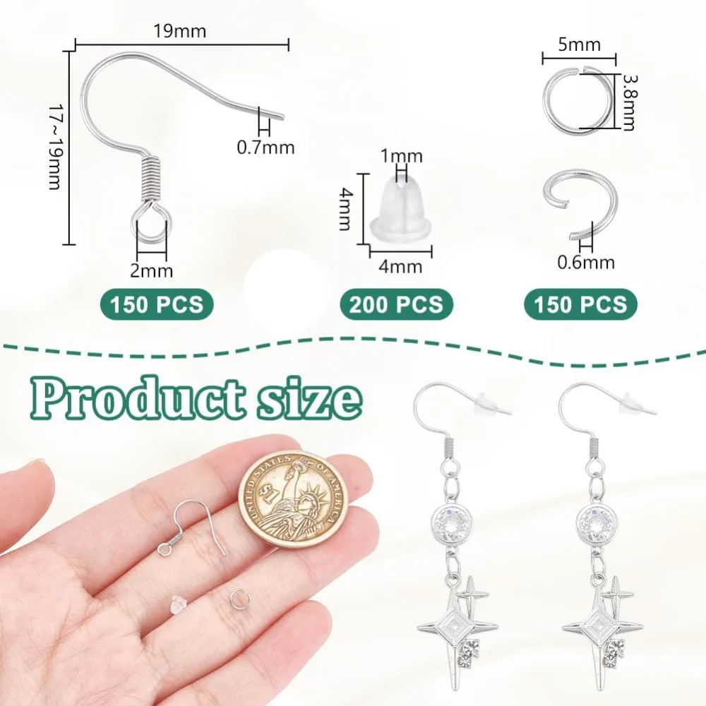 Stainless Steel Earring Hooks Ear Wire with Jump Rings