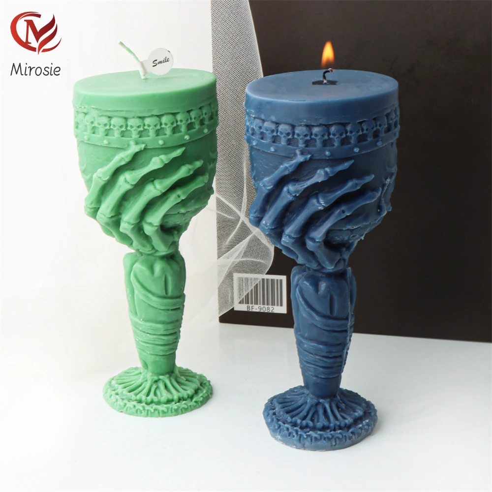 

Silicone Gauze Ghost Hand Holding Cup Candle Mold Halloween Bone Hand Holding Cup Aromatherapy Plaster Resin Molds Silicone Mold