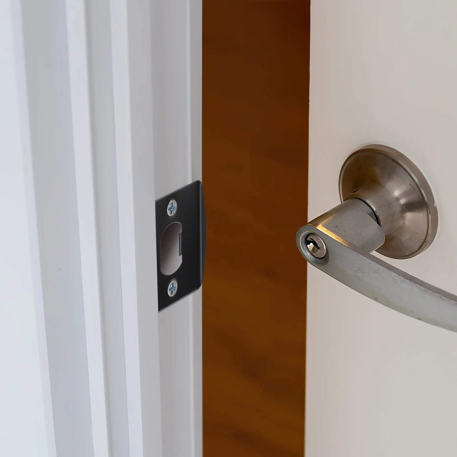 

4pcs Door Strike Plate Stainless Steel Deadbolt Cover For Lock Alignment Security Reinforcement Front Door Protection Hole