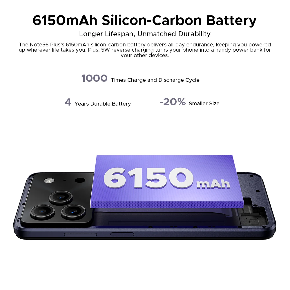 Global Version DOOGEE Note56 Plus Android 16 Smartphone 48GB+256GB 6150mAh Large Battery 6.56'' 90Hz Display 50MP Camera NFC