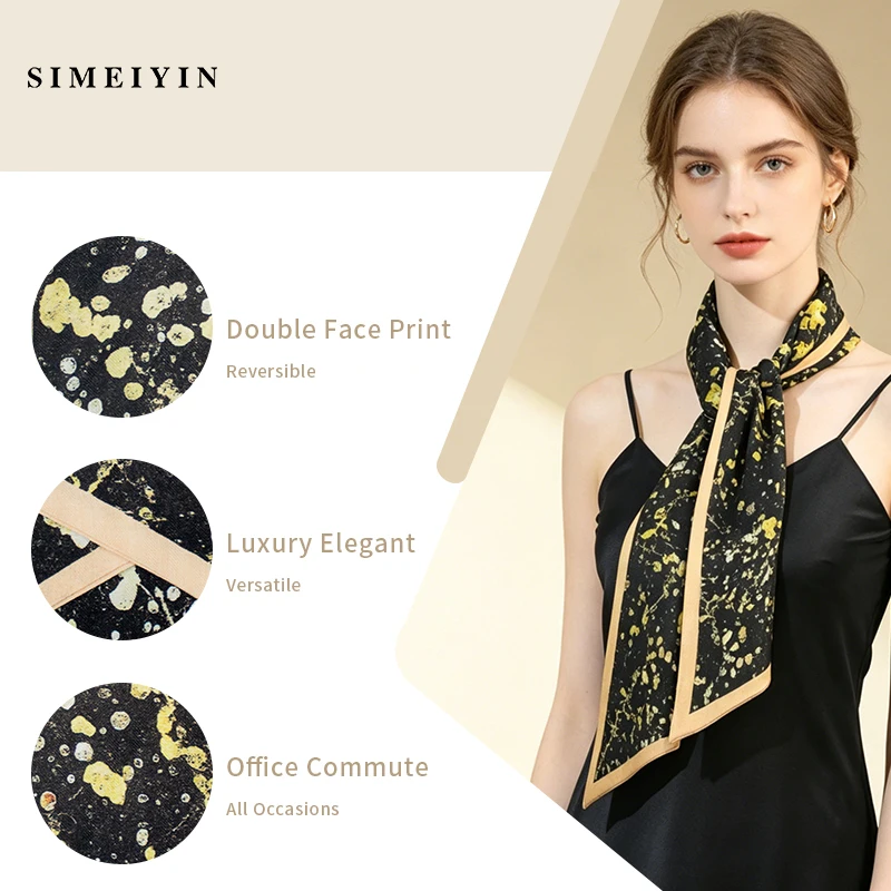 Skin-Friendly 70Wool 30Mulberry Silk Abstract Print Ribbon Scarf Multifunctional Sport Headband Office Dating Ladies Luxury Gift