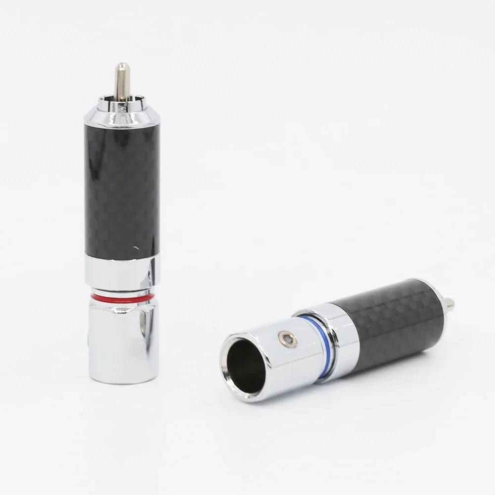 Audiocrast High Quality 4pcs Hi-End rhodium plated Carbon Fiber RCA Plug Connector