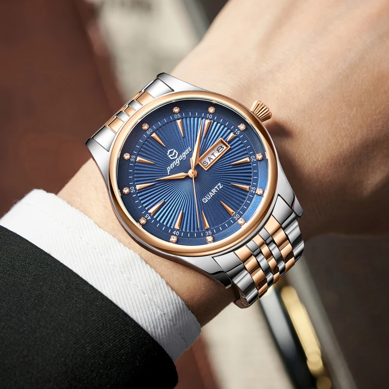 PENGAGAR ساعة فاخرة 2024 الأعمال الجديدة مقاوم للماء ساعة الذكور مضيئة DateStainless الصلب مربع كوارتز ساعة رجالية reloj hombre