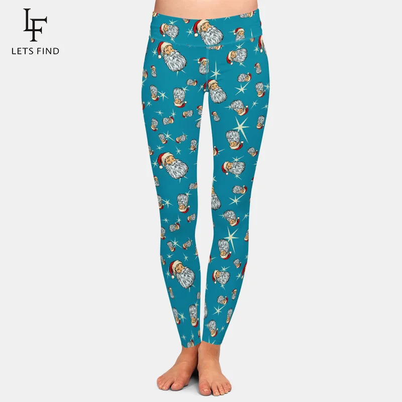 Letsfind Nieuwe Vrouwen Cartoon Patroon Kerst Leggings Kerstman Printing Broek Hoge Taille Workout Leggings